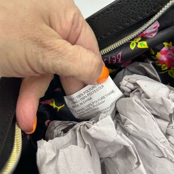 Betsey Johnson Floral Bow Satchel Handbag Black Women's Casual Bag NWOT - Picture 8 of 12